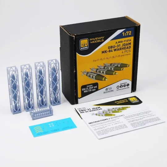 GBU-31 JDAM, MK-84 Warhead (4 pcs), 1/72 - AMMO by MIG Jimenez A.MI... GBU-31 JDAM, MK-84 Warhead (4 pcs), 1/72 - AMMO by MIG Jimenez A.MI...