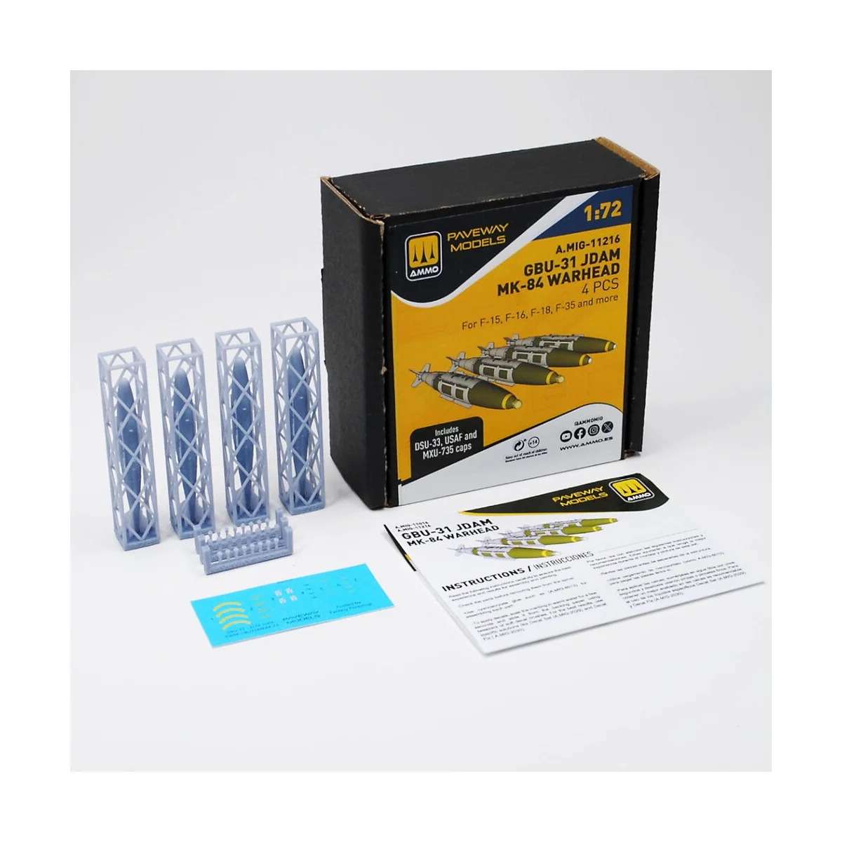 GBU-31 JDAM, MK-84 Warhead (4 pcs), 1/72 - AMMO by MIG Jimenez A.MI... GBU-31 JDAM, MK-84 Warhead (4 pcs), 1/72 - AMMO by MIG Jimenez A.MI...