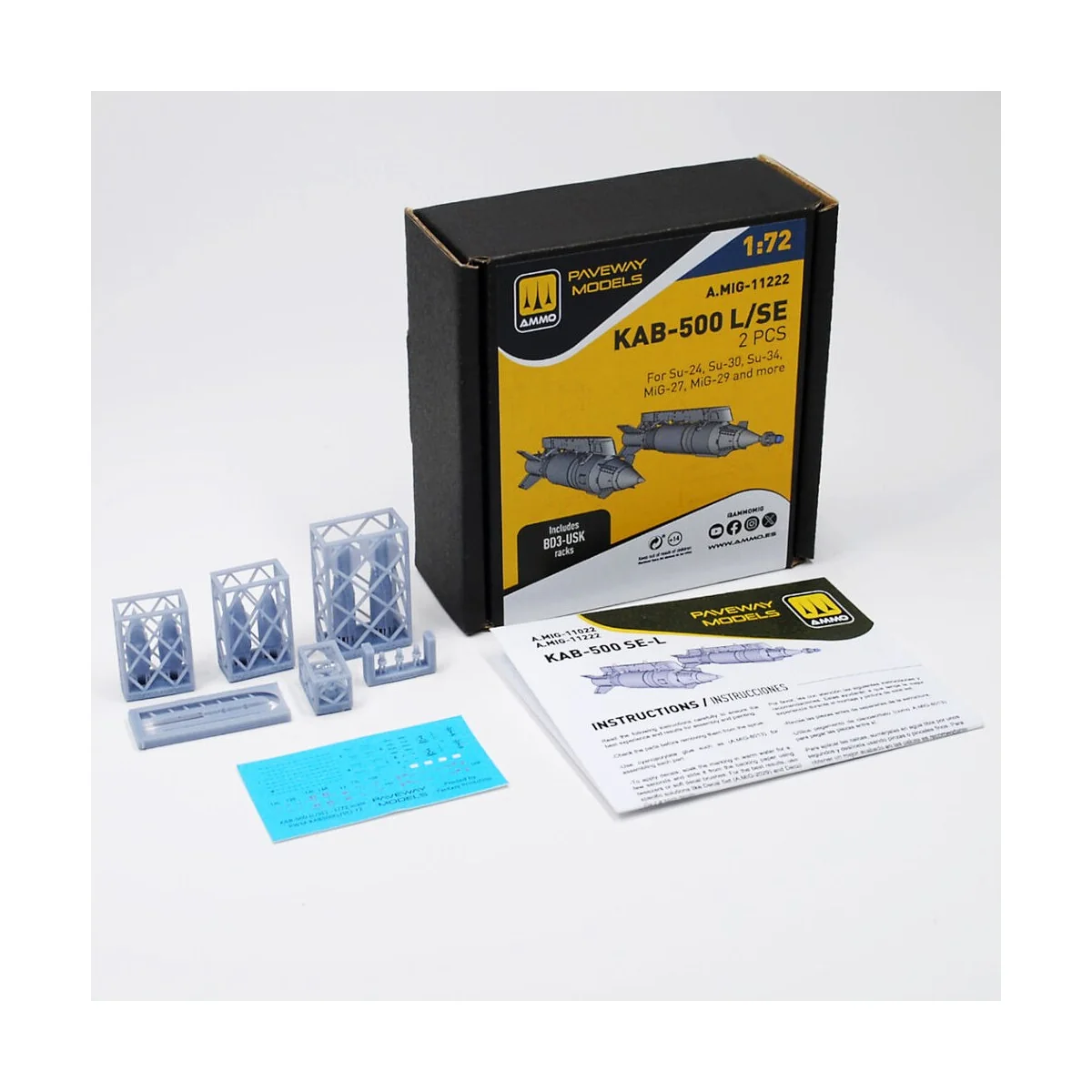 KAB-500 L/SE (2 pcs), 1/72 - AMMO by MIG Jimenez A.MIG-11222 KAB-500 L/SE (2 pcs), 1/72 - AMMO by MIG Jimenez A.MIG-11222