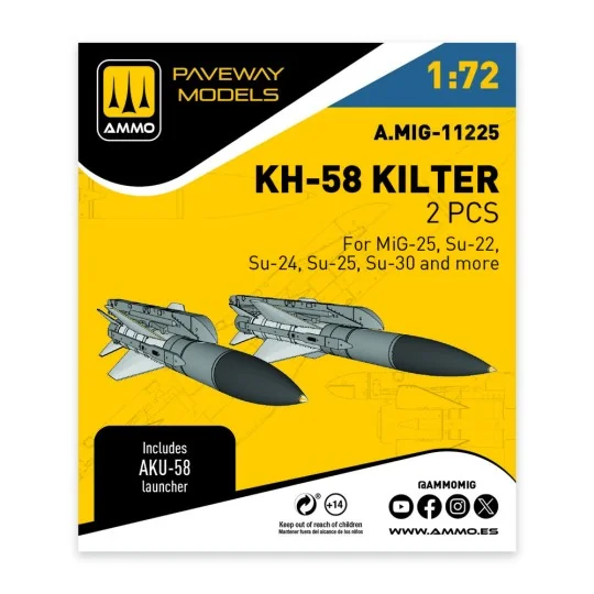 KH-58 Kilter (2 pcs), 1/72 - AMMO by MIG Jimenez A.MIG-11225 KH-58 Kilter (2 pcs), 1/72 - AMMO by MIG Jimenez A.MIG-11225