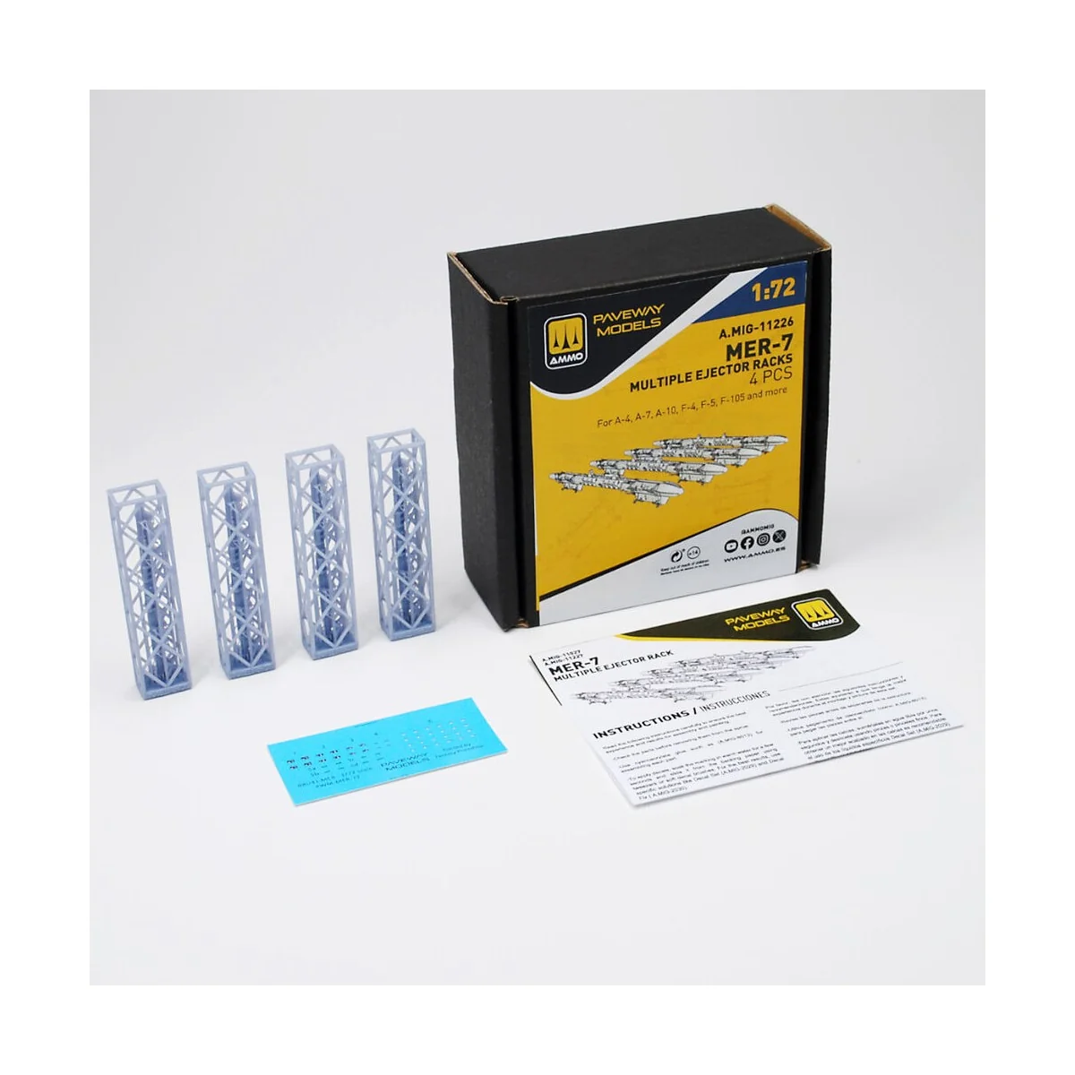 MER-7, Multiple Ejector Rack (4 pcs), 1/72 - AMMO by MIG Jimenez A.... MER-7, Multiple Ejector Rack (4 pcs), 1/72 - AMMO by MIG Jimenez A....