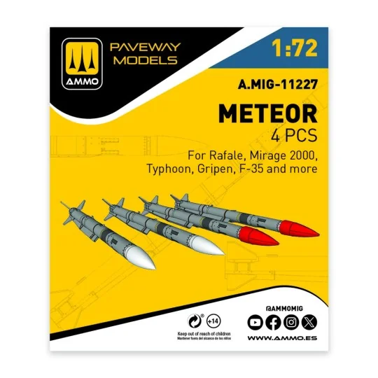 Meteor (4 pcs), 1/72 - AMMO by MIG Jimenez A.MIG-11227 Meteor (4 pcs), 1/72 - AMMO by MIG Jimenez A.MIG-11227
