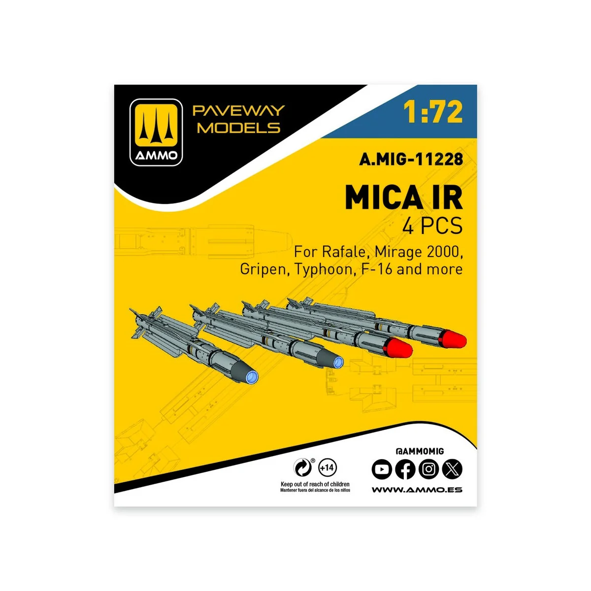 MICA IR (4 pcs), 1/72 - AMMO by MIG Jimenez A.MIG-11228
