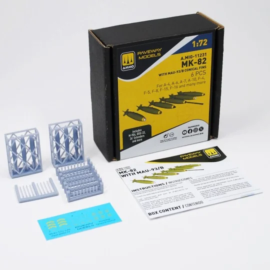 MK-82 with MAU-93/B conical fin (6 pcs), 1/72 - AMMO by MIG Jimenez...
