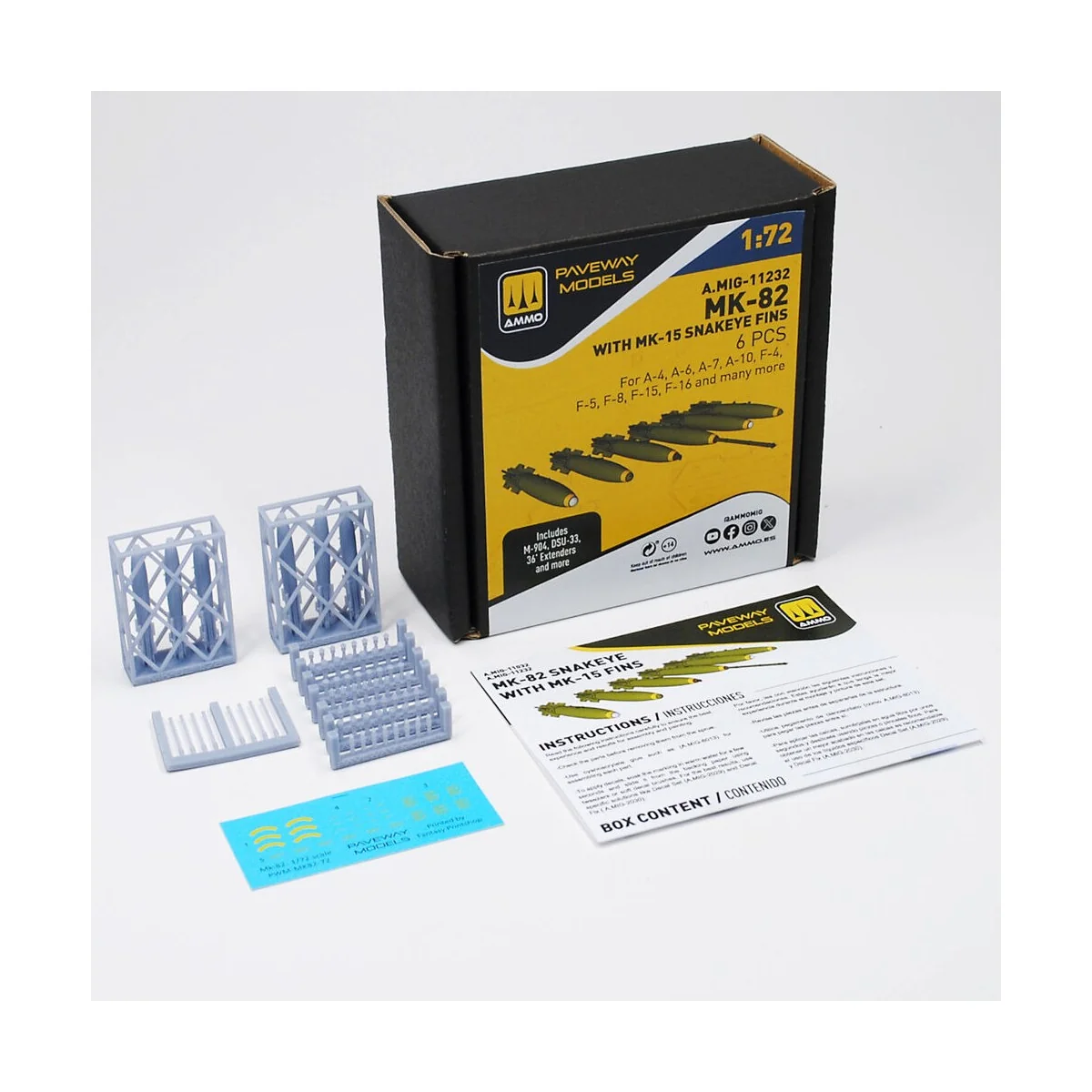 MK-82 with MK-15 Snakeye fin (6 pcs), 1/72 - AMMO by MIG Jimenez A.... MK-82 with MK-15 Snakeye fin (6 pcs), 1/72 - AMMO by MIG Jimenez A....