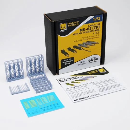 MK-82 with thermal protection and MK-15 Snakeye fin (6 pcs), 1/72 -... MK-82 with thermal protection and MK-15 Snakeye fin (6 pcs), 1/72 -...