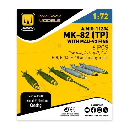 MK-82 with thermal protection and MAU-93 fin (6 pcs), 1/72 - AMMO b... MK-82 with thermal protection and MAU-93 fin (6 pcs), 1/72 - AMMO b...