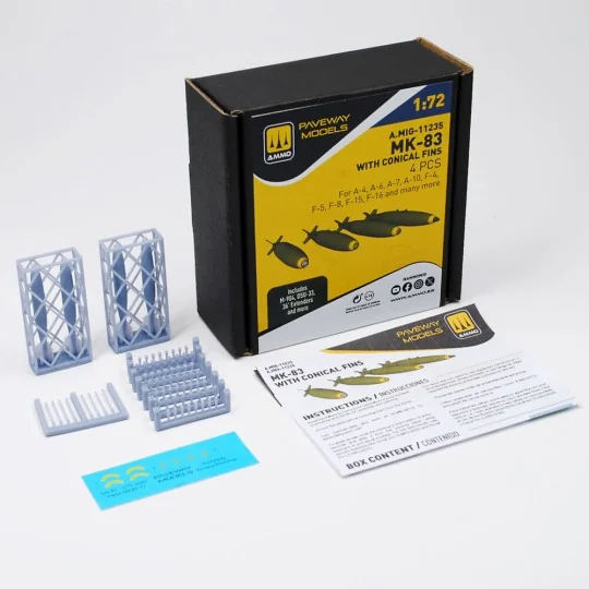MK-83 with conical fin (4 pcs), 1/72 - AMMO by MIG Jimenez A.MIG-11235 MK-83 with conical fin (4 pcs), 1/72 - AMMO by MIG Jimenez A.MIG-11235