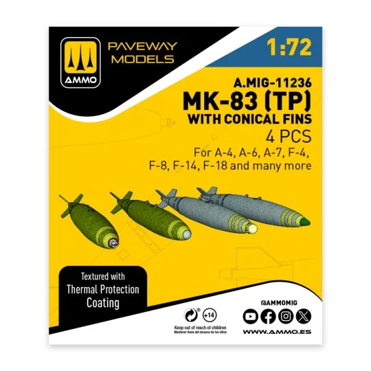 MK-83 with thermal protection and conical fin (4 pcs), 1/72 - AMMO ...