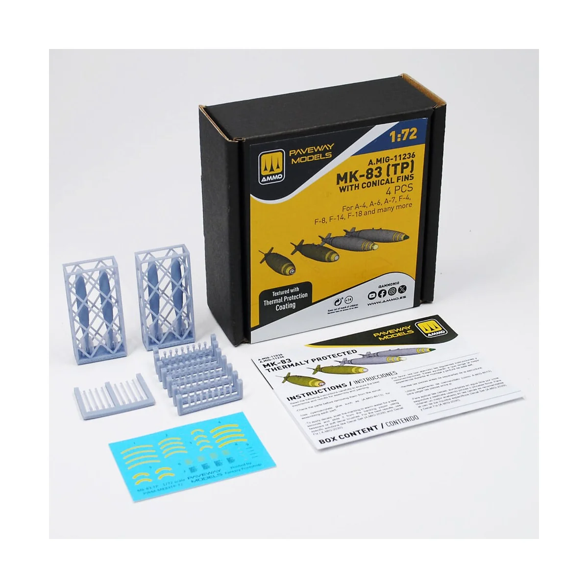 MK-83 with thermal protection and conical fin (4 pcs), 1/72 - AMMO ...