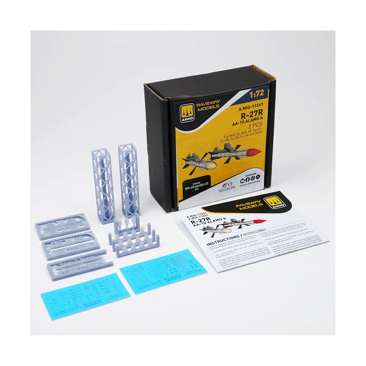 R-27R - AA-10 Alamo A (2 pcs), 1/72 - AMMO by MIG Jimenez A.MIG-11241 R-27R - AA-10 Alamo A (2 pcs), 1/72 - AMMO by MIG Jimenez A.MIG-11241