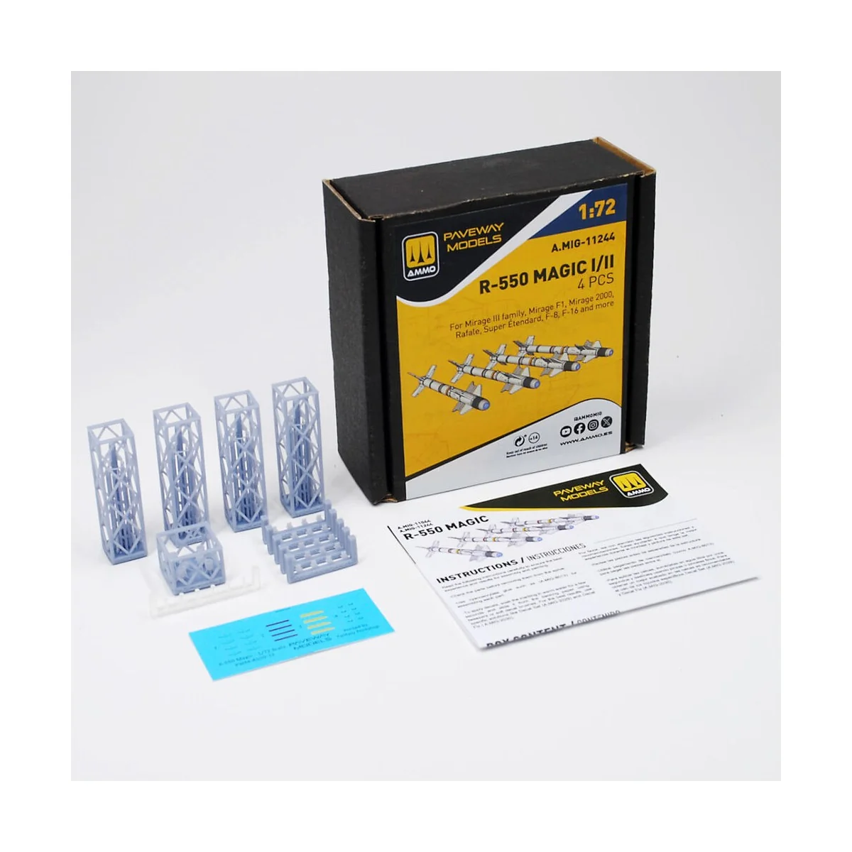 R-550 Magic I/II (4 pcs), 1/72 - AMMO by MIG Jimenez A.MIG-11244 R-550 Magic I/II (4 pcs), 1/72 - AMMO by MIG Jimenez A.MIG-11244