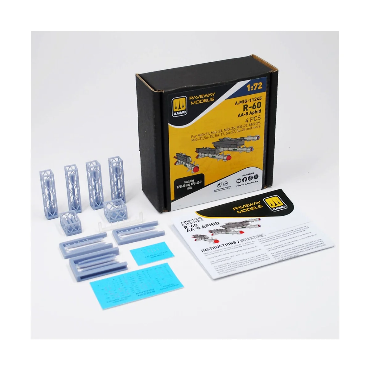 R-60 - AA-8 Aphid (4 pcs), 1/72 - AMMO by MIG Jimenez A.MIG-11245 R-60 - AA-8 Aphid (4 pcs), 1/72 - AMMO by MIG Jimenez A.MIG-11245