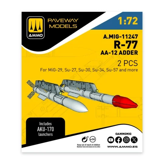R-77 - AA-12 Adder (2 pcs), 1/72 - AMMO by MIG Jimenez A.MIG-11247