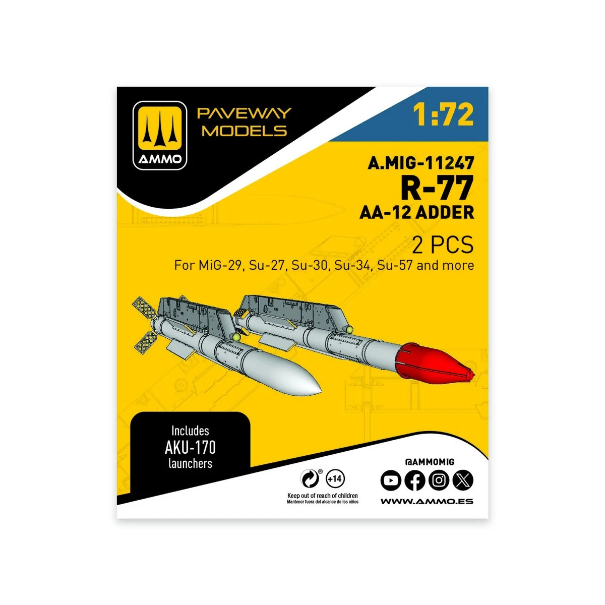 R-77 - AA-12 Adder (2 pcs), 1/72 - AMMO by MIG Jimenez A.MIG-11247