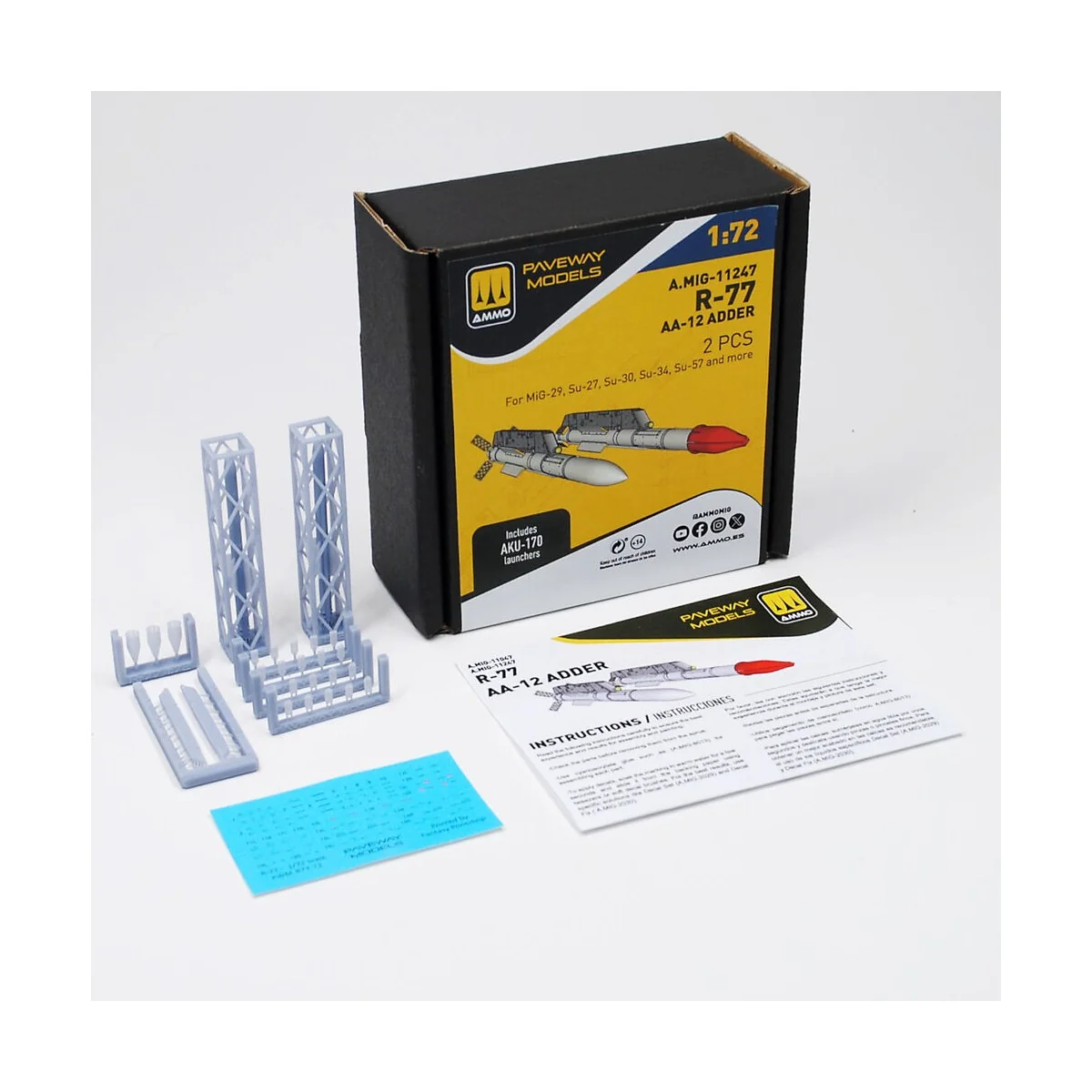 R-77 - AA-12 Adder (2 pcs), 1/72 - AMMO by MIG Jimenez A.MIG-11247