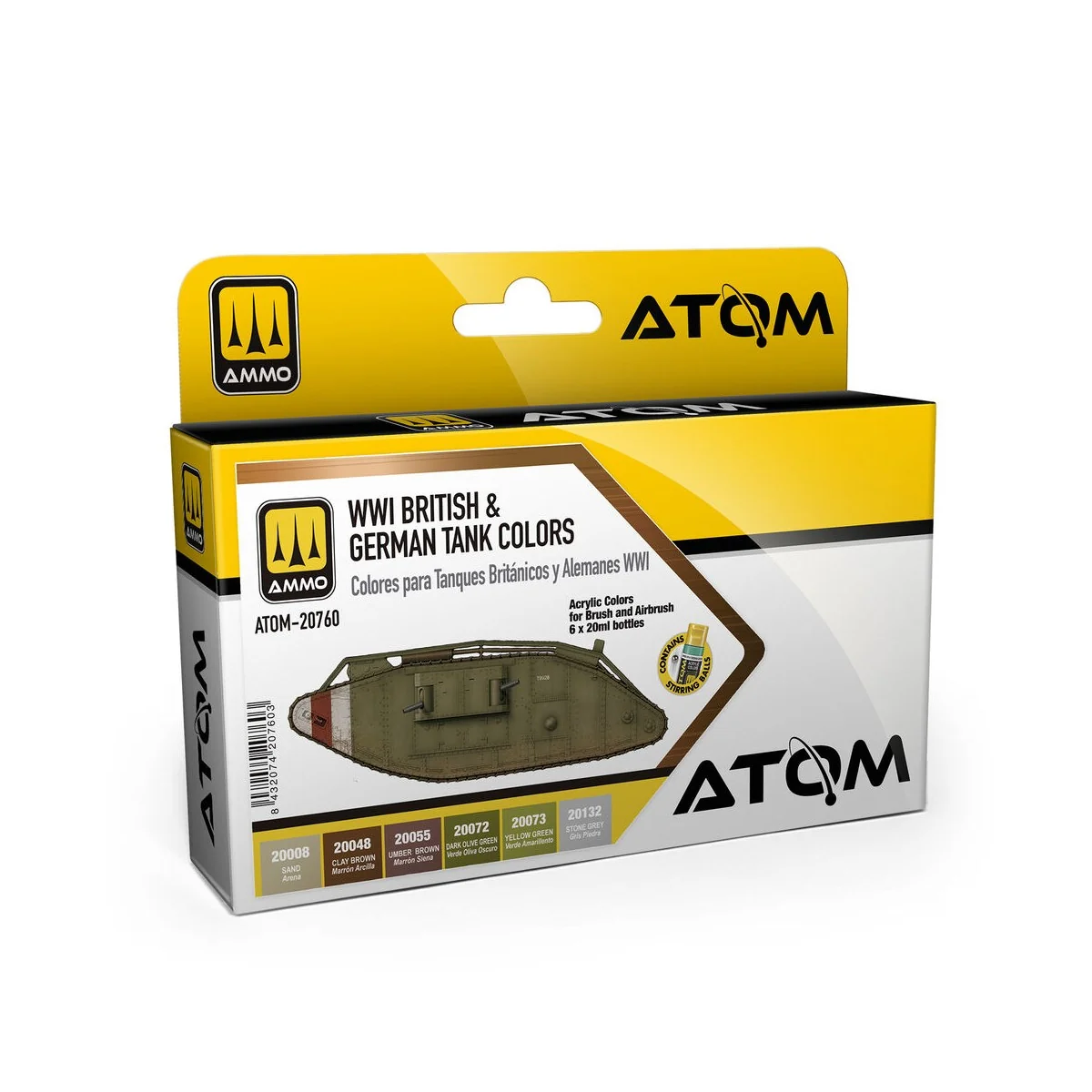 ATOM WWI British & German Colors Set - AMMO by MIG Jimenez ATOM-20760