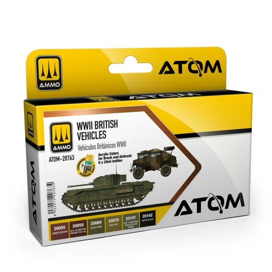 ATOM WWII British Vehicles Set - AMMO by MIG Jimenez ATOM-20763 ATOM WWII British Vehicles Set - AMMO by MIG Jimenez ATOM-20763