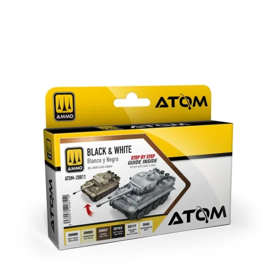 ATOM Black & White Technique Set - AMMO by MIG Jimenez ATOM-20811 ATOM Black & White Technique Set - AMMO by MIG Jimenez ATOM-20811