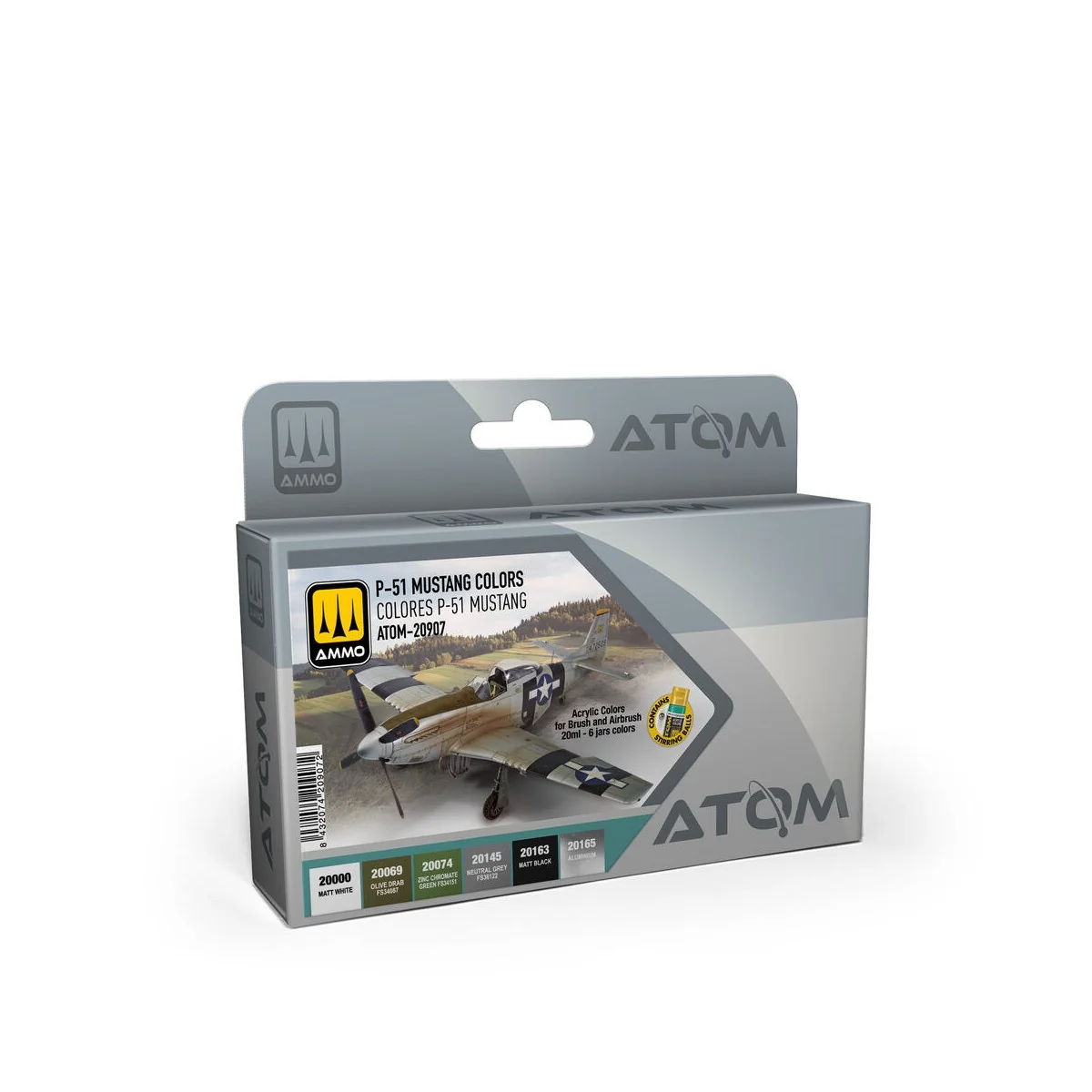ATOM P-51 MUSTANG colors Set - AMMO by MIG Jimenez ATOM-20907 ATOM P-51 MUSTANG colors Set - AMMO by MIG Jimenez ATOM-20907