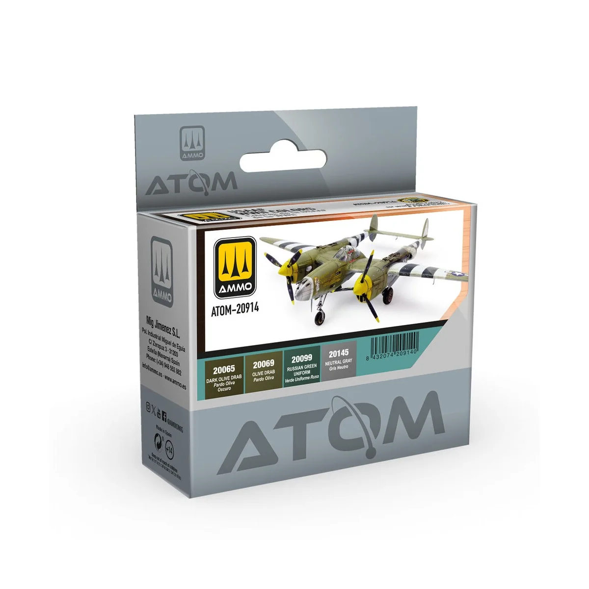 ATOM USAAF WWII Colors Set - AMMO by MIG Jimenez ATOM-20914