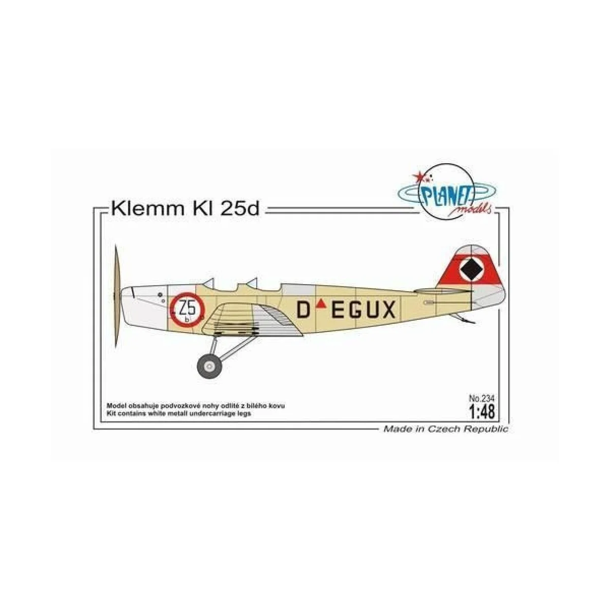 Klemm Kl 25d, 1/48 - Planet Models 129-PLT234 Klemm Kl 25d, 1/48 - Planet Models 129-PLT234