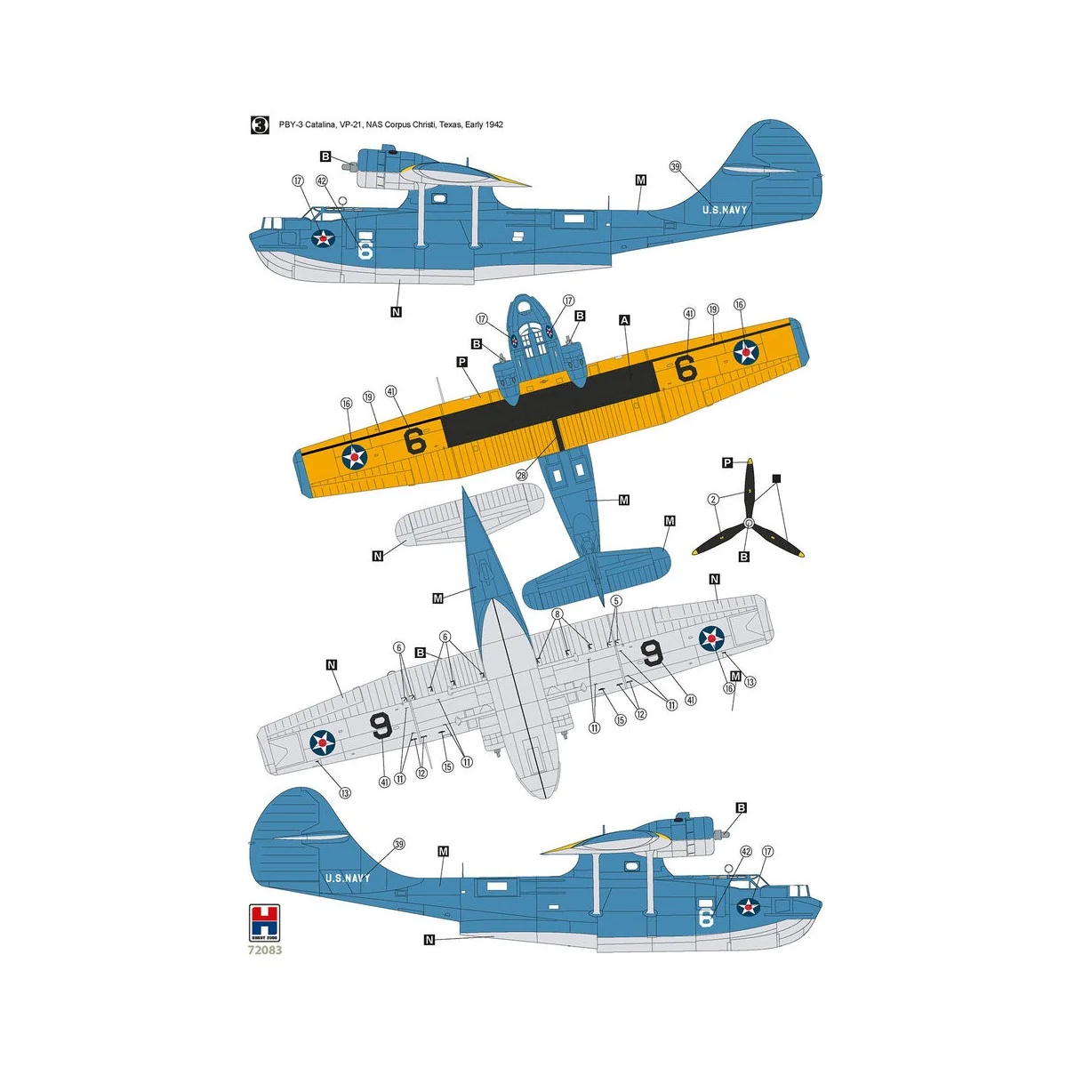 Consolidated PBY-3 Catalina, 1/72 - Hobby 2000 H2K72083