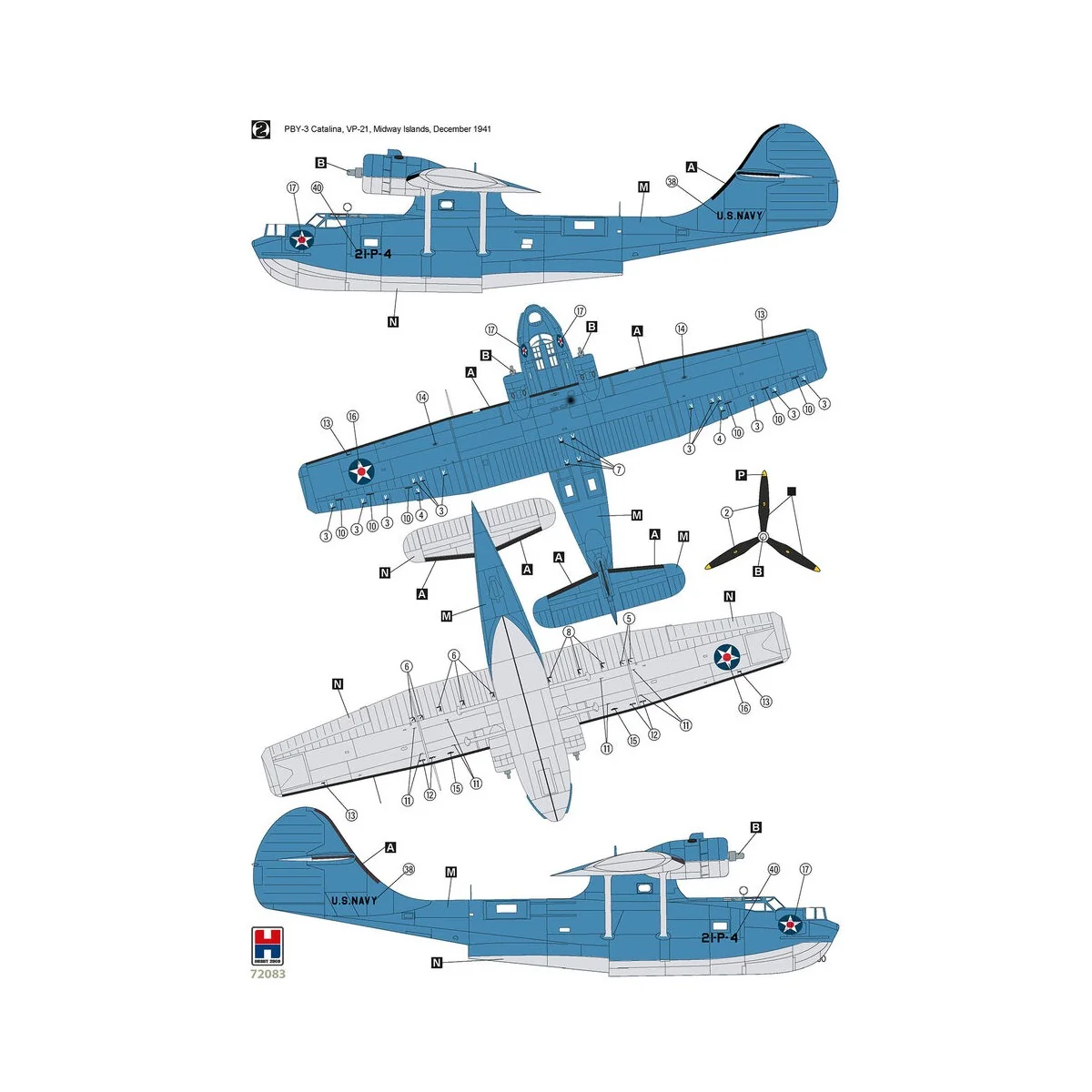 Consolidated PBY-3 Catalina, 1/72 - Hobby 2000 H2K72083