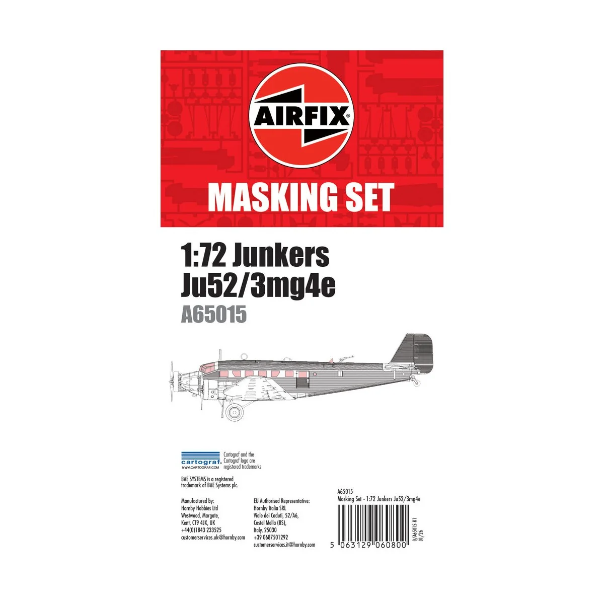Masking Set - Junkers Ju52/3mg4e, 1/72 - Airfix A65015 Masking Set - Junkers Ju52/3mg4e, 1/72 - Airfix A65015