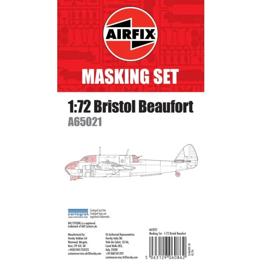 Masking Set - Bristol Beaufort, 1/72 - Airfix A65021