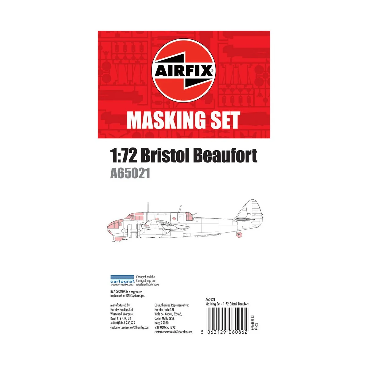 Masking Set - Bristol Beaufort, 1/72 - Airfix A65021