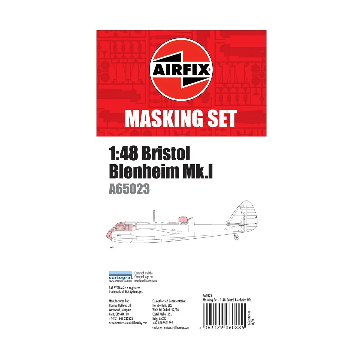 Masking Set - Bristol Blenheim Mk.I, 1/48 - Airfix A65023 Masking Set - Bristol Blenheim Mk.I, 1/48 - Airfix A65023