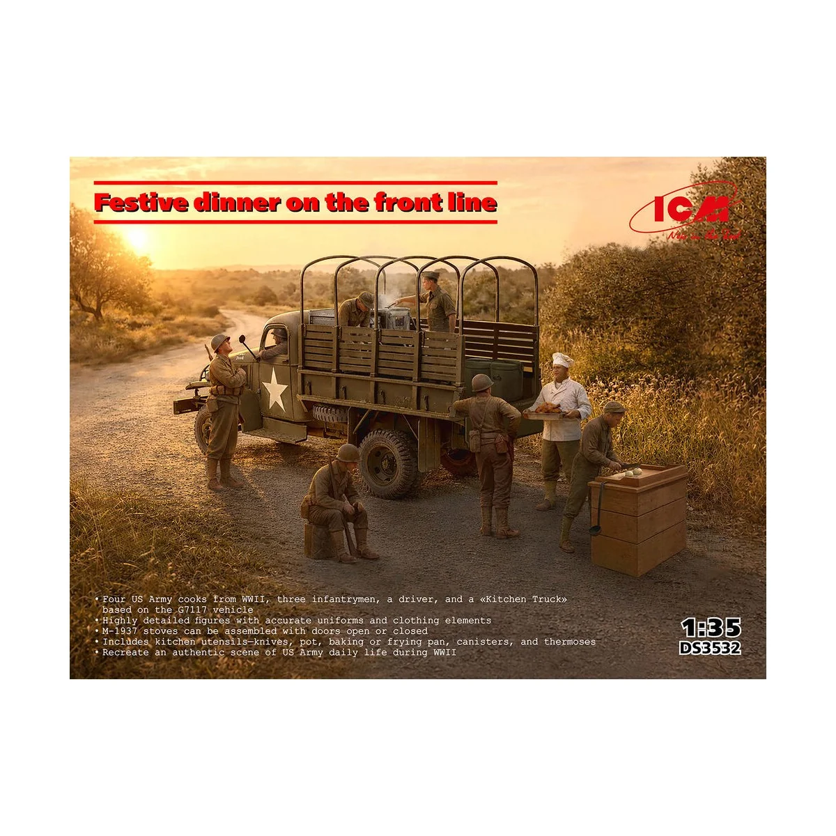 Festive dinner on the front line (WWII US Army Kitchen Truck, US Fi... Festive dinner on the front line (WWII US Army Kitchen Truck, US Fi...