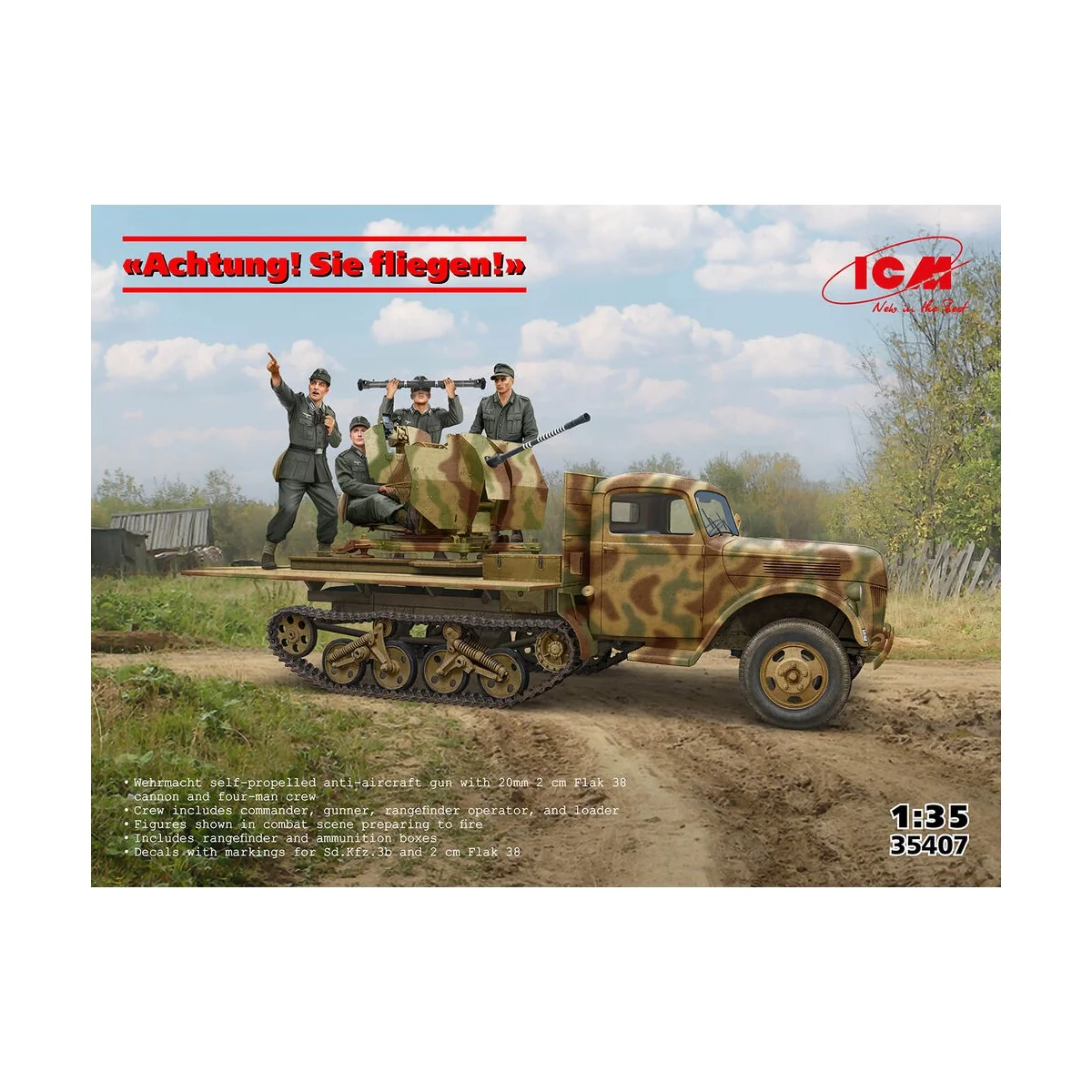 Achtung! Sie fliegen! (Sd.Kfz.3b with 2 cm Flak 38 and crew), 1/35 ...
