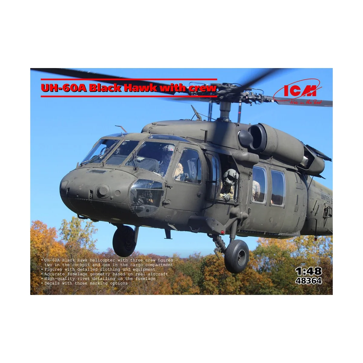 UH-60A Black Hawk with crew, 1/48 - ICM 48364