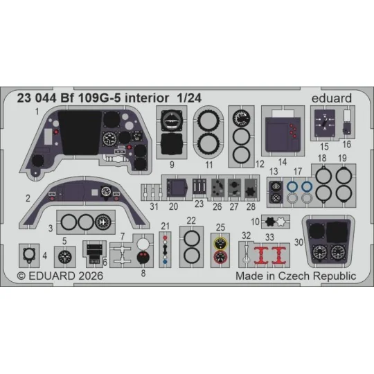 Bf 109G-5 interior for Airfix, 1/24 - Eduard Accessories 23044
