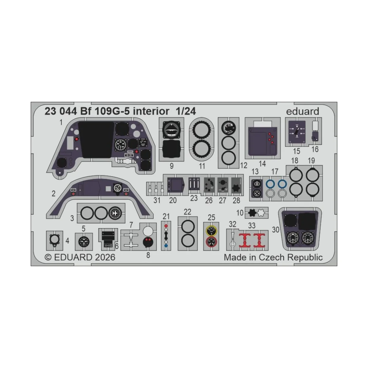 Bf 109G-5 interior for Airfix, 1/24 - Eduard Accessories 23044