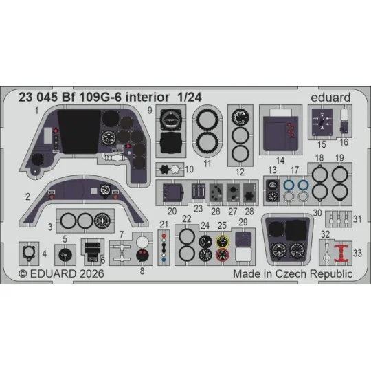 Bf 109G-6 interior for Airfix, 1/24 - Eduard Accessories 23045