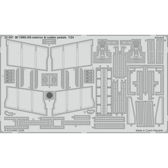 Bf 109G-5/6 exterior & rudder pedals for Airfix, 1/24 - Eduard Acce...