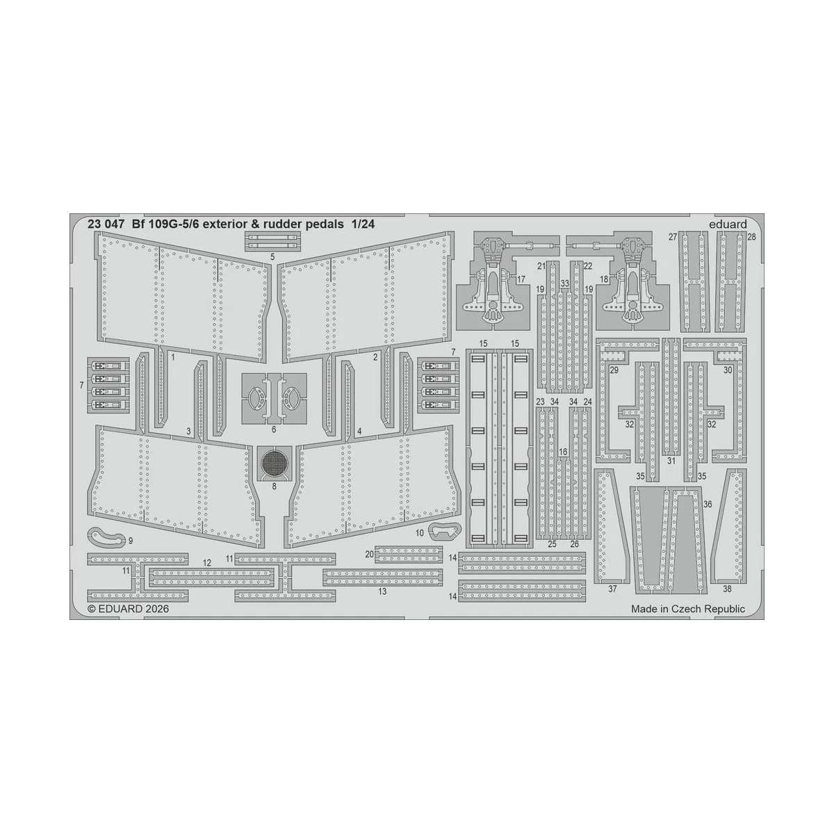 Bf 109G-5/6 exterior & rudder pedals for Airfix, 1/24 - Eduard Acce...