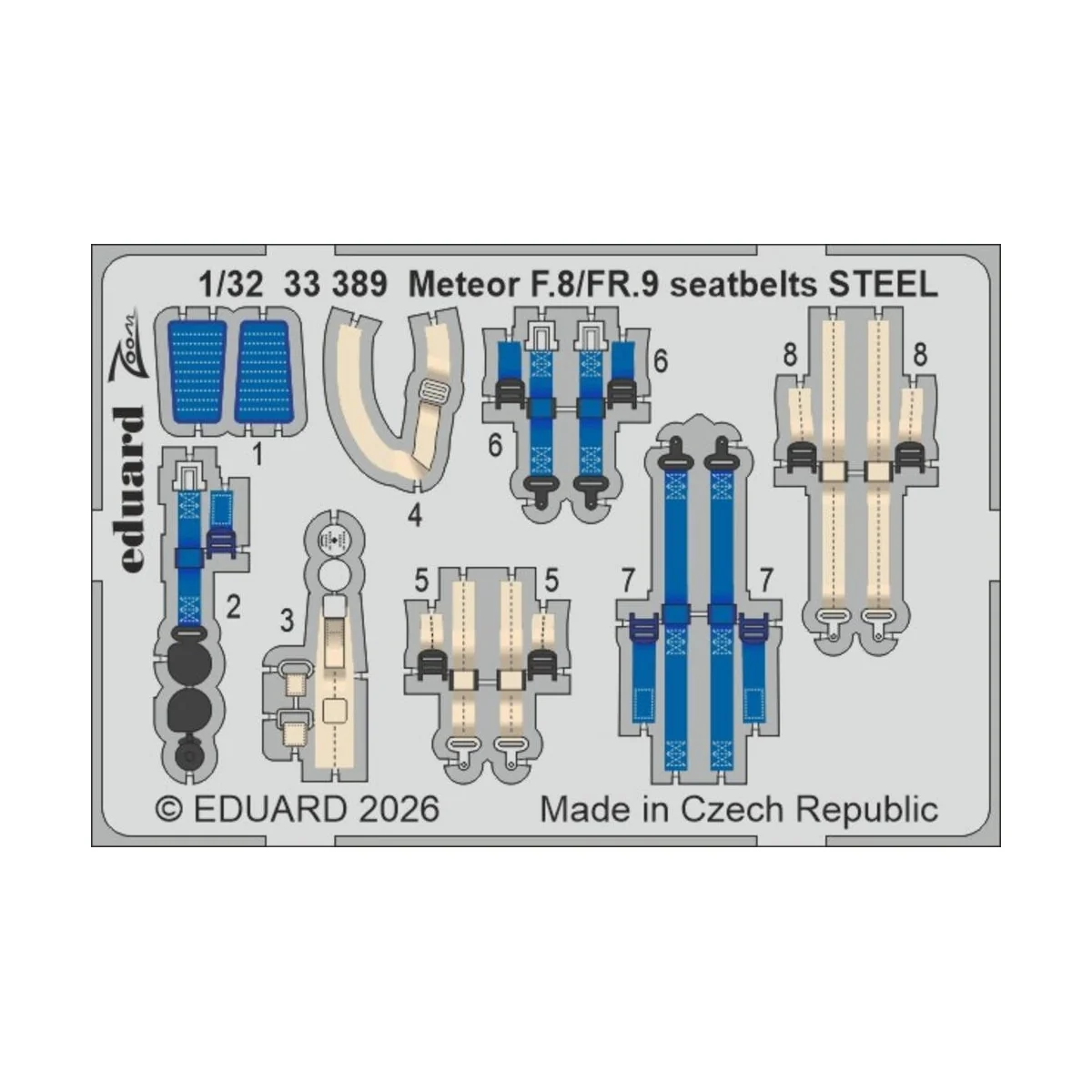 Meteor F.8/FR.9 seatbelts STEEL for Revell, 1/32 - Eduard Accessori...
