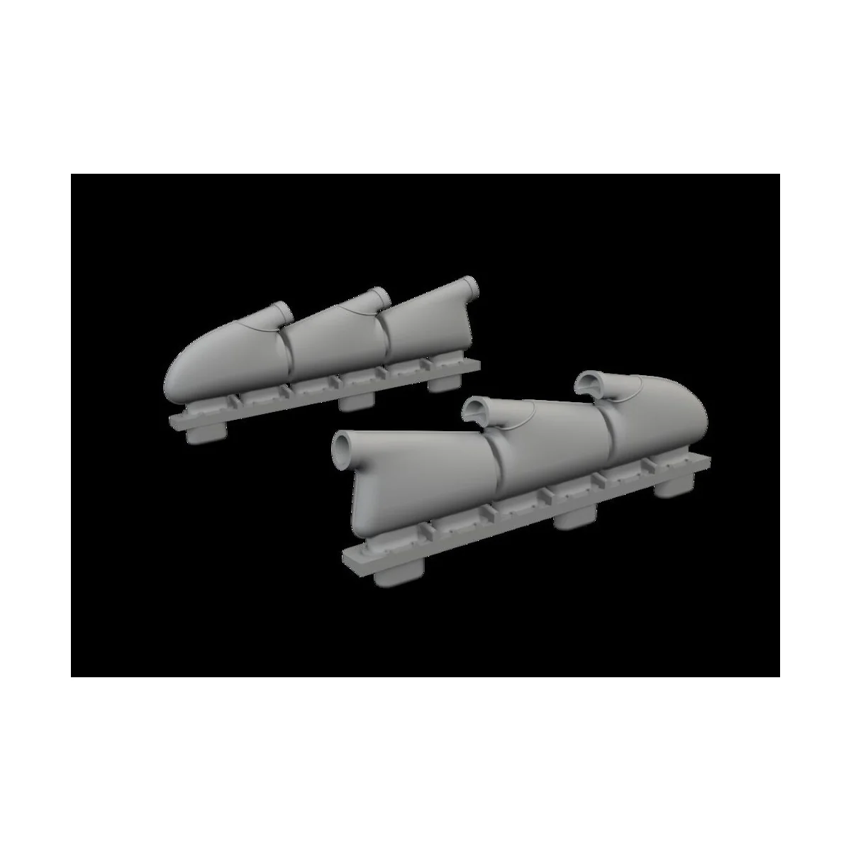 Spitfire Mk.V three-stacks exhaust rounded PRINT for Eduard - Eduar...