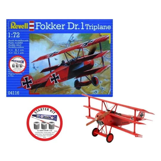 Starter Kit Fokker DR.1 Triplane, 1/72 - Revell 74116