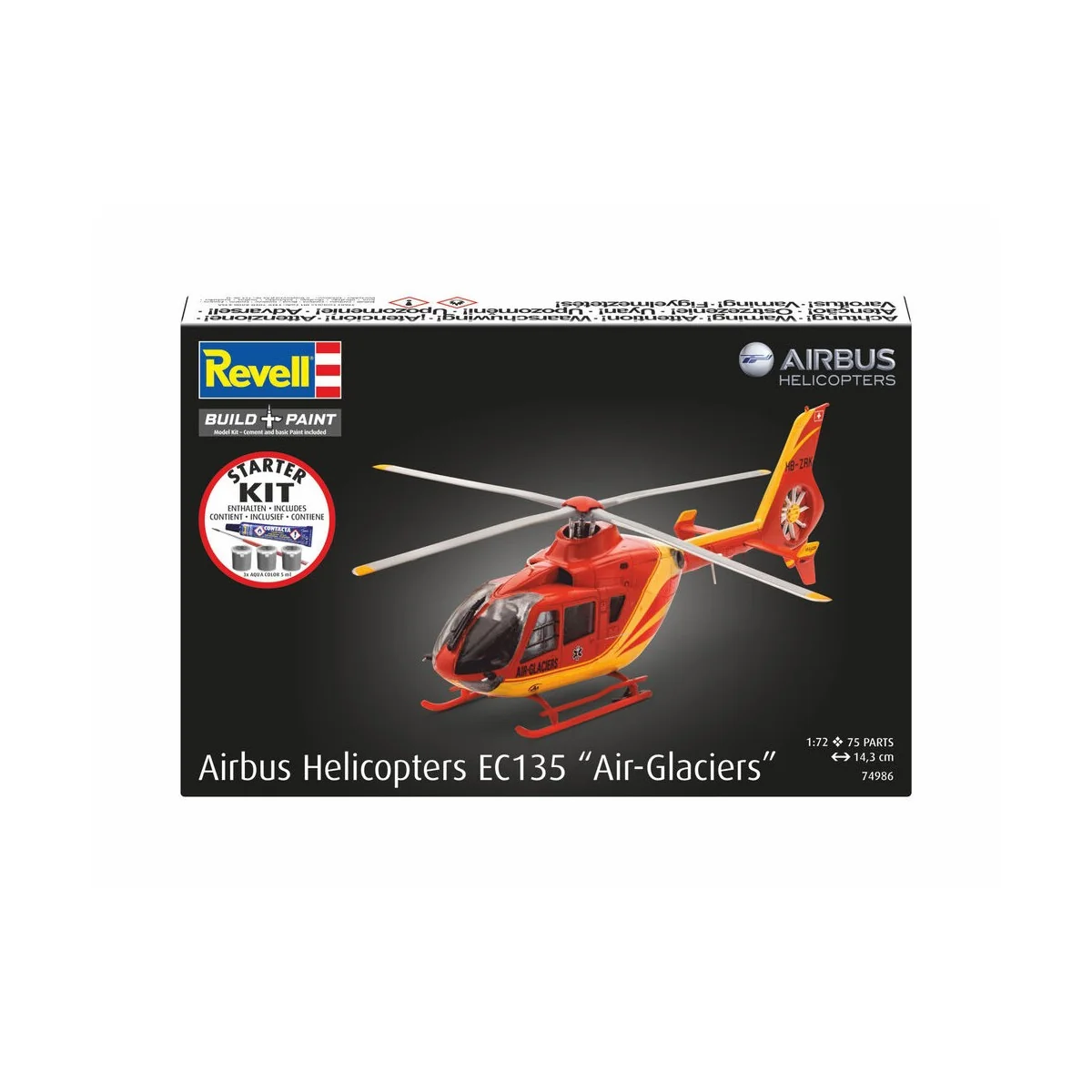 Starter Kit Airbus Helicopters EC135 Air Glaciers, 1/72 - Revell 74986 Starter Kit Airbus Helicopters EC135 Air Glaciers, 1/72 - Revell 74986