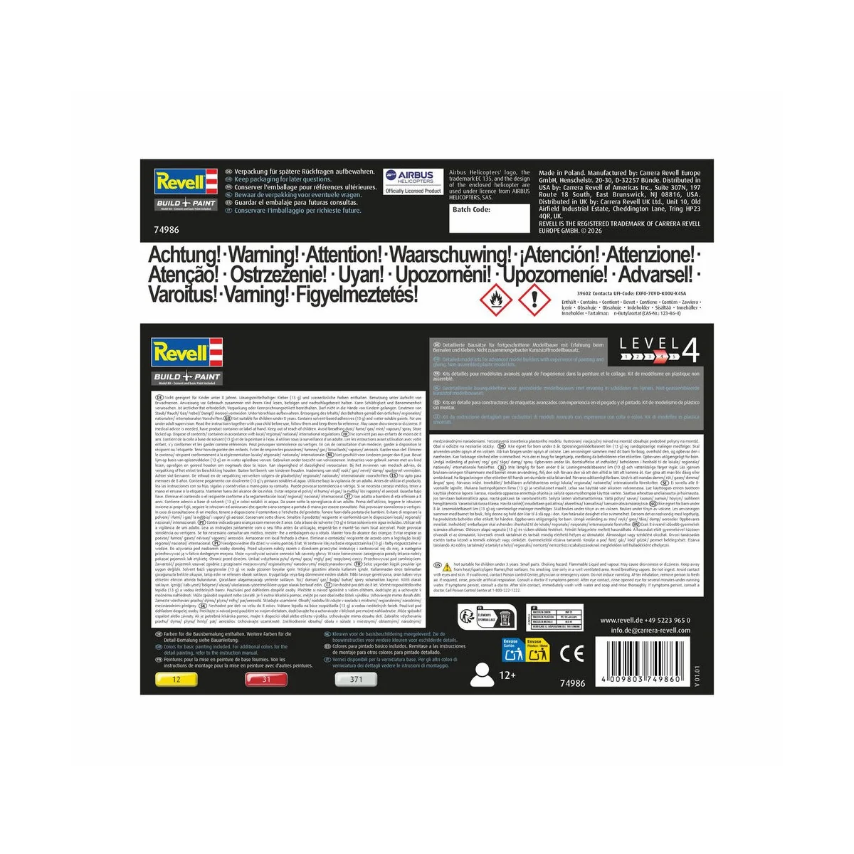 Starter Kit Airbus Helicopters EC135 Air Glaciers, 1/72 - Revell 74986 Starter Kit Airbus Helicopters EC135 Air Glaciers, 1/72 - Revell 74986