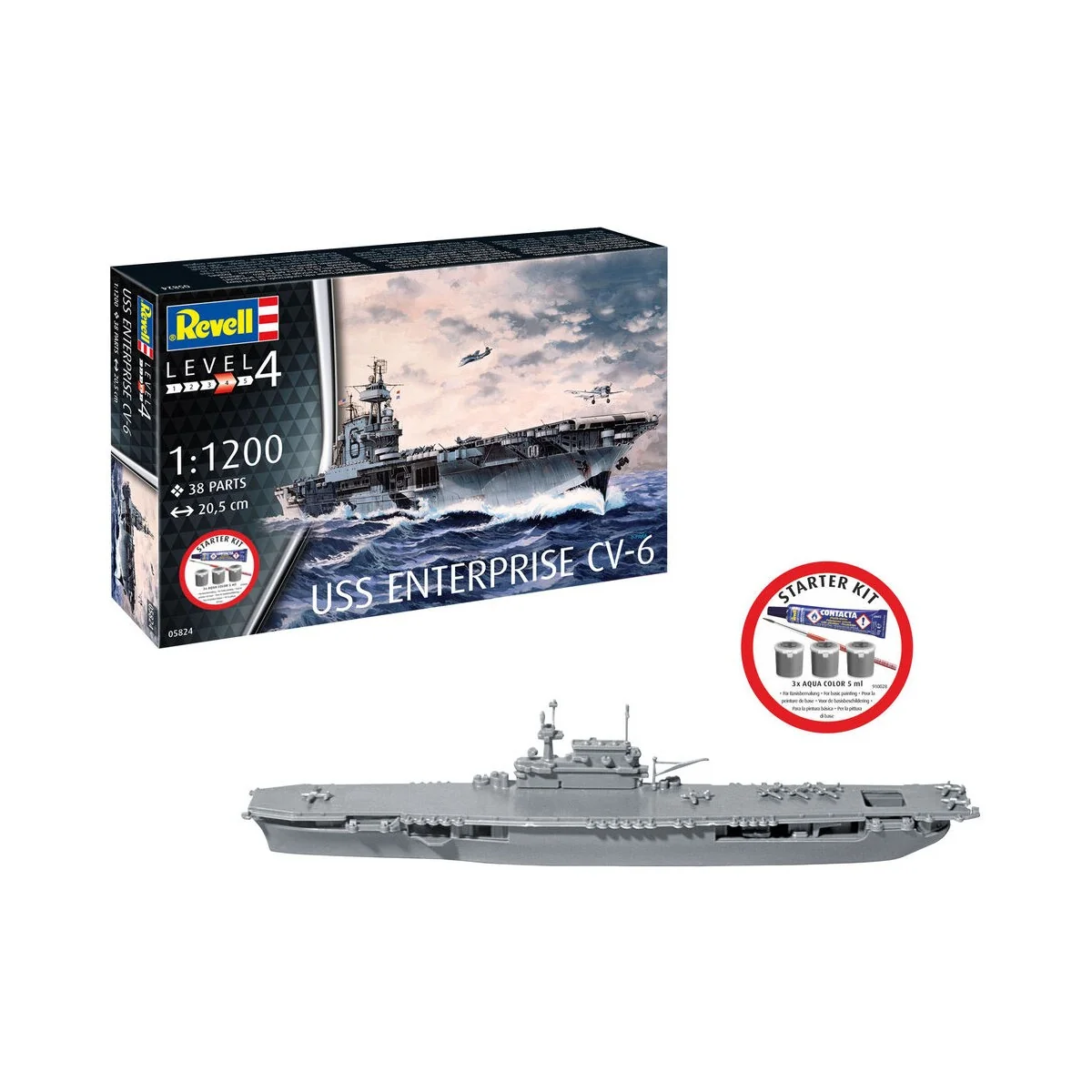 Starter Kit USS Enterprise CV-6, 1/1200 - Revell 75824 Starter Kit USS Enterprise CV-6, 1/1200 - Revell 75824