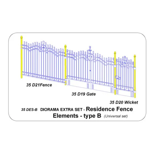Residence Fence Elements - type B, 1/35 - Aber Models 35 DES-B Residence Fence Elements - type B, 1/35 - Aber Models 35 DES-B