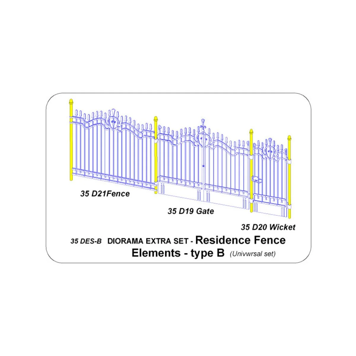 Residence Fence Elements - type B, 1/35 - Aber Models 35 DES-B Residence Fence Elements - type B, 1/35 - Aber Models 35 DES-B