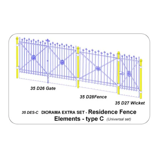 Residence Fence Elements - type C, 1/35 - Aber Models 35 DES-C Residence Fence Elements - type C, 1/35 - Aber Models 35 DES-C