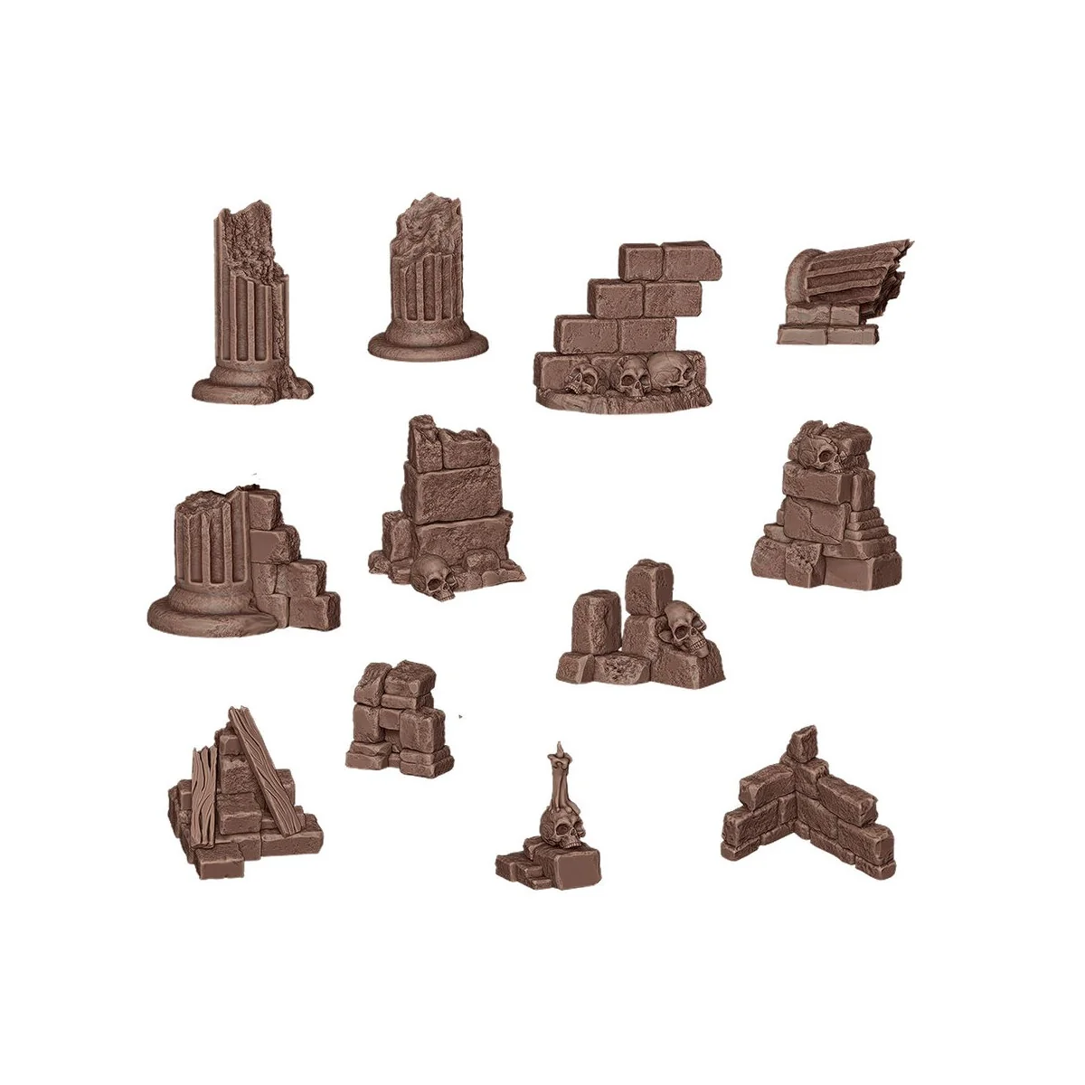 VILLAGE RUINS - BASING BITS 12 pieces - AK Interactive AKBIT0012